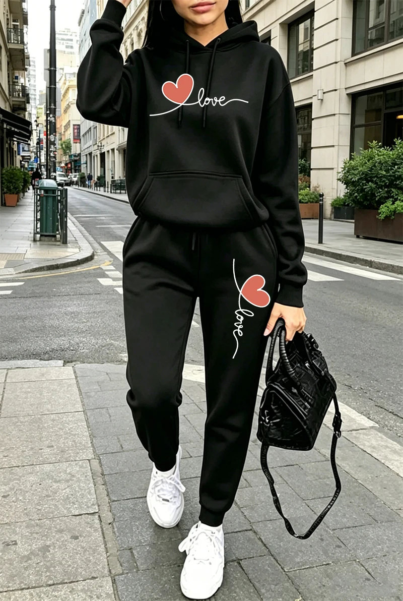 Winter Clothing For Women - Womens Tracksuit Print Casual Long Sleeves