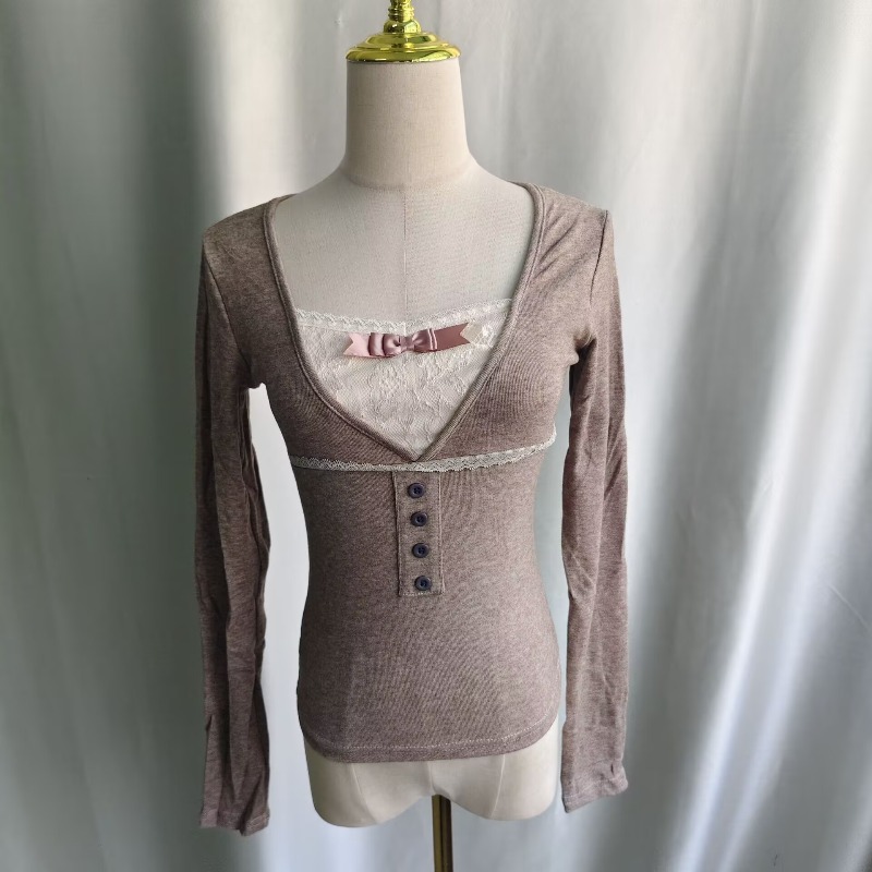 Ezgaga T Shirts Women Lace Pat - Winter Clothing For Women 评论和价格