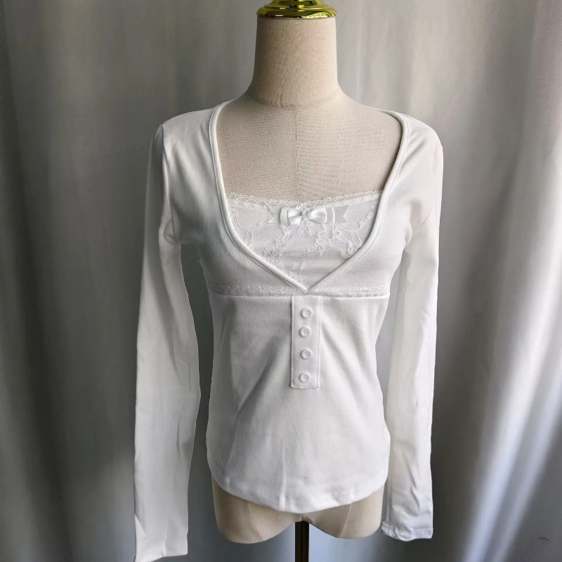 Ezgaga T Shirts Women Lace Pat - Winter Clothing For Women 评论和价格