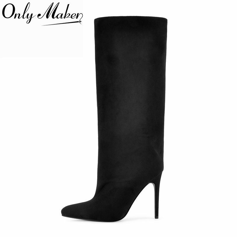 Onlymaker Black Faux Suede Kne - Winter Clothing For Women 评论和价格