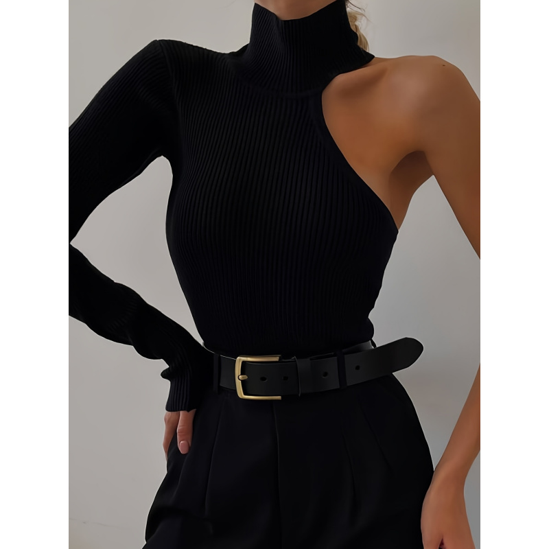 Solid Asymmetric One Shoulder  - Winter Clothing For Women 评论和价格