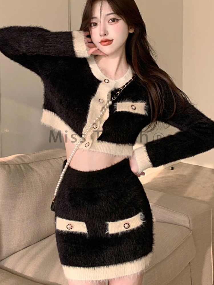 Winter Fluffy Knit 2 Piece Set - Winter Clothing Sales 评论和价格