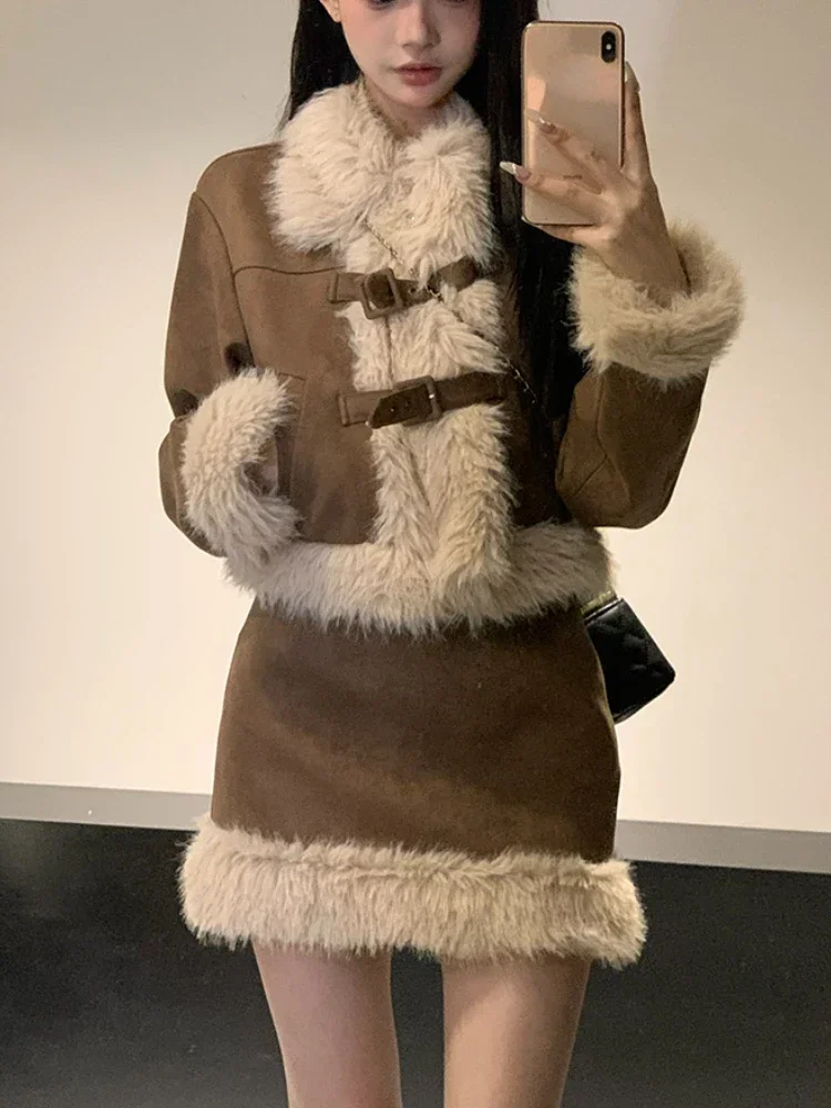 Autumn Retro Faux Fur 2 Piece  - Winter Clothing Sales 评论和价格